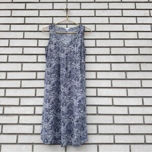 J.Jill Blue Paisley Rayon Sleeveless V-Neck Midi Dress XS Soft Summer Boho
